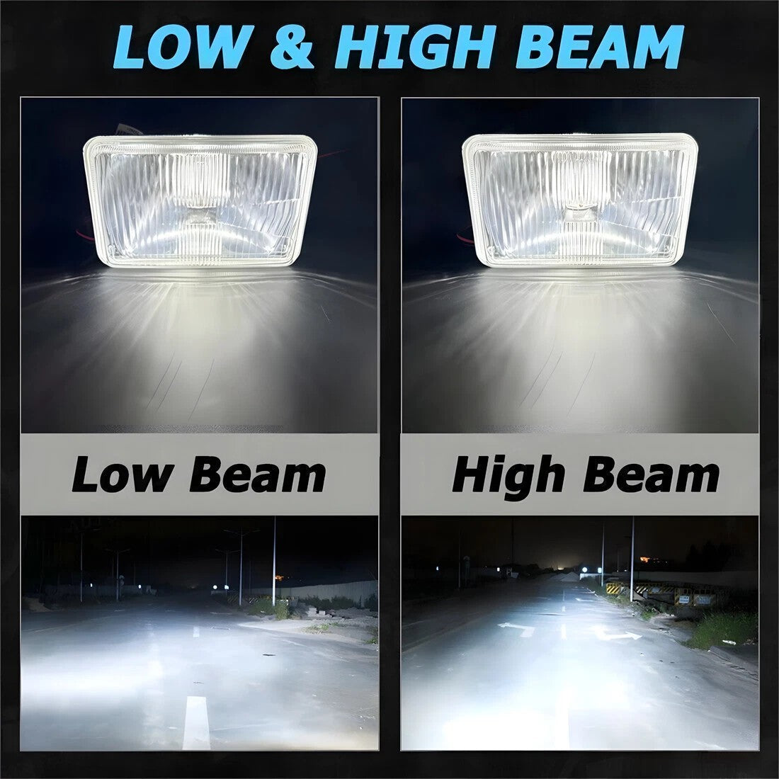 4PCS Fit 1980-1988 Oldsmobile Cutlass Supreme 4x6"GLASS Led Headlights Hi/Lo H4