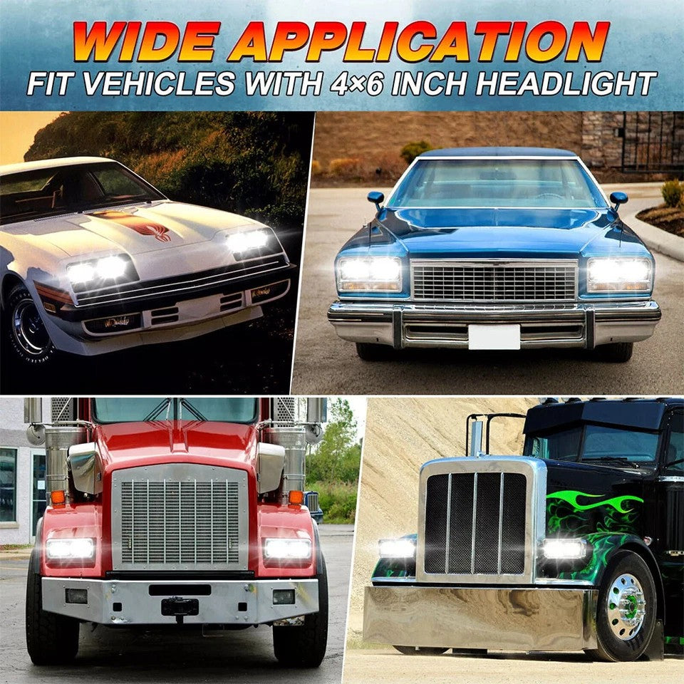 For Chevy Pickup 1981-87 C10 K10 Blazer 4x6" LED Headlights Hi-Lo Beam Lamp 4PCS