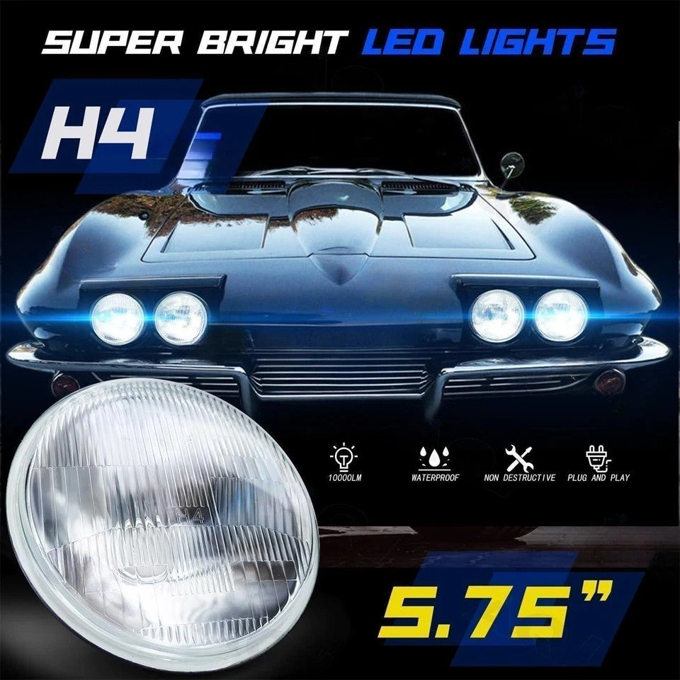 4PCS 5 3/4" 5.75" LED Headlights Hi-Lo Beam DRL for Chevrolet Corvette C1 C2 C3