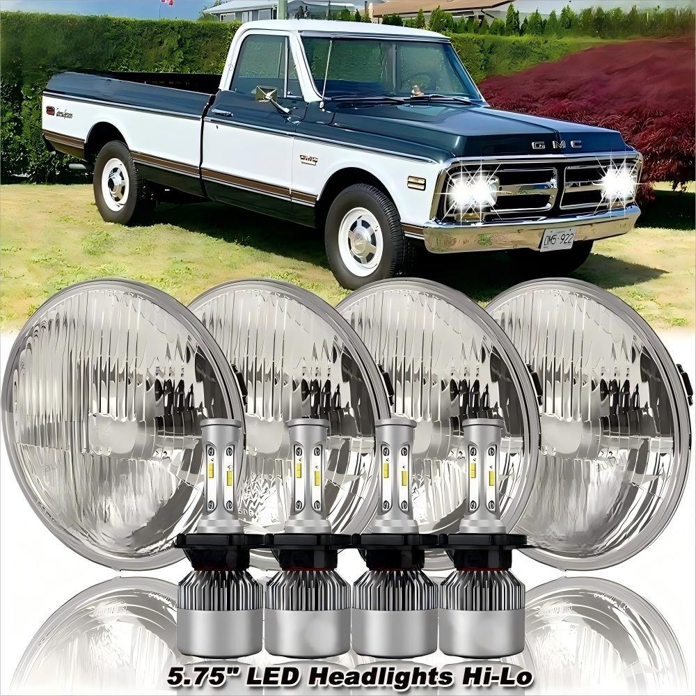 4PCS 5.75" 5-3/4" Round LED Headlights for GMC C15/C1500 1961-1972 Pickup C2500