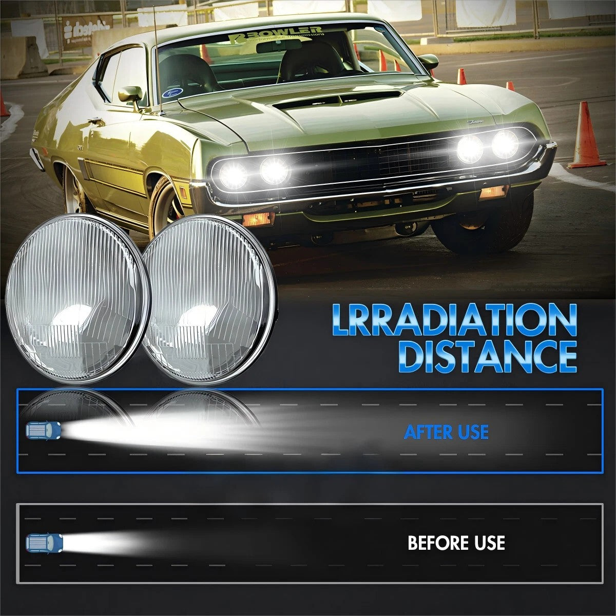 For Ford Galaxie 500 1962-1974 4pcs 5.75" 5-3/" Round LED Headlights Upgrade DRL