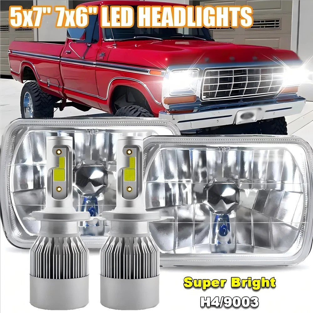 Pair For Ford F150 F250 F350 1978-1986 7x6 5x7 inch LED Headlights Hi-Lo beam L ledlightstore_998 (484)