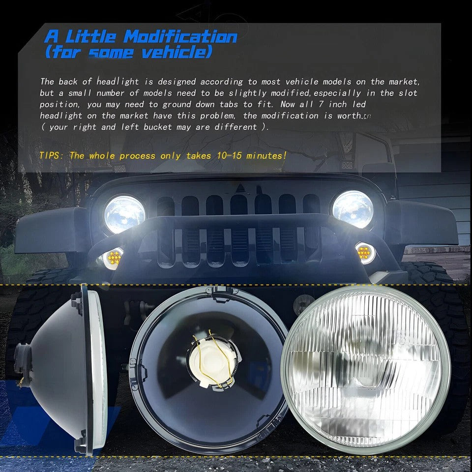 Pair 7inch Round Led Headlights Lamp for Chevy Bel Air 1955 1956 1957