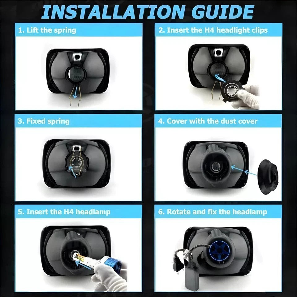 For Chevy Pickup 1981-87 C10 K10 Blazer 4x6" LED Headlights Hi-Lo Beam Lamp 4PCS