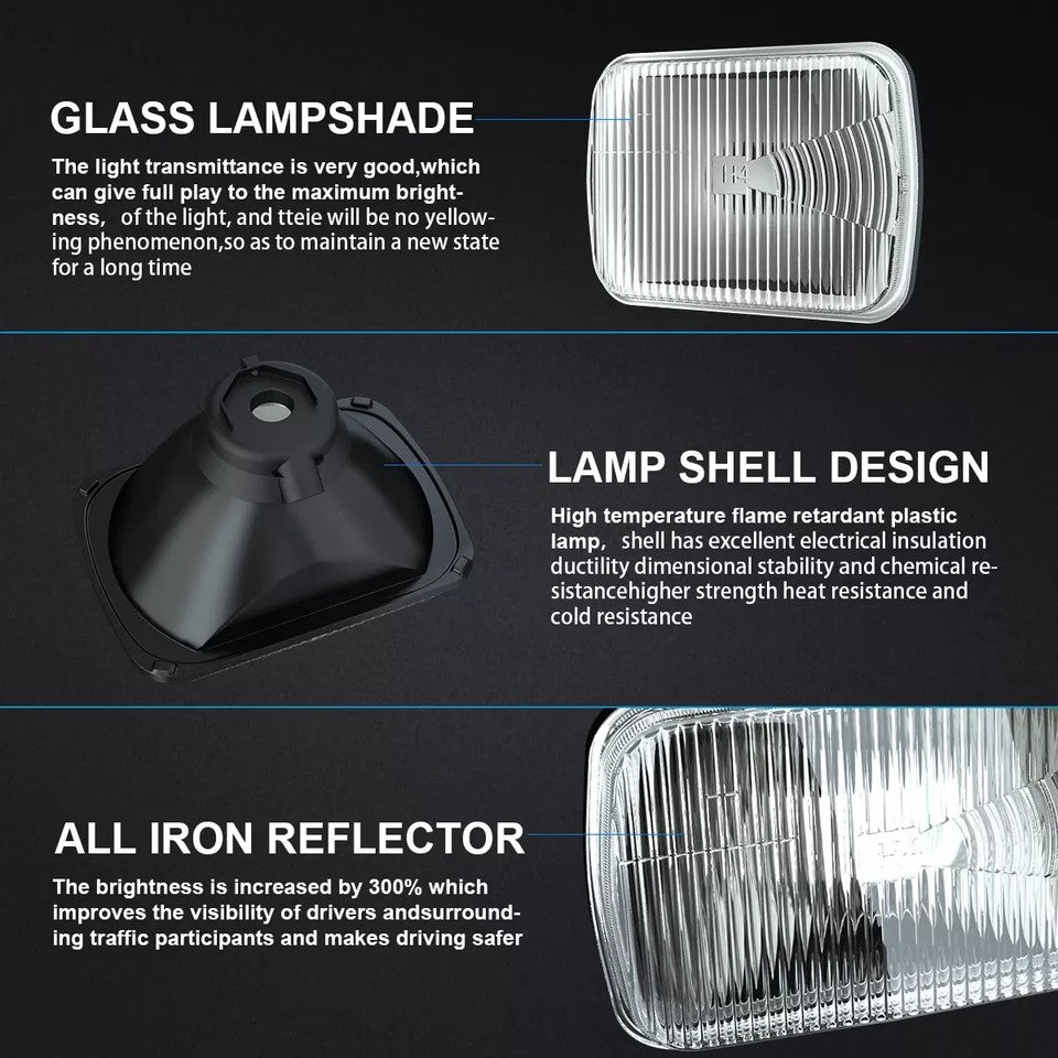 Pair Fit Toyota Tacoma 1995 1996 1997 5X7" 7x6" INCH LED Headlights HI/LO Beam